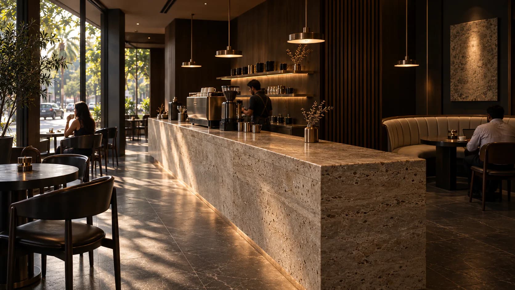 Guests spending time inside ÉMBER café